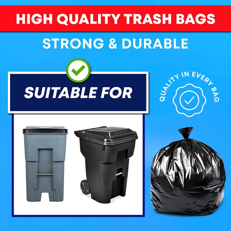 Tasker 95-96 Gallon Trash Bags Heavy Duty (Mega-Value 50/Bags w/Ties) 95-100 Gallon Trash Bagsâ”‚Black Heavy Duty Trash Bag â”‚Extra Large Garbage Bags - Image 3